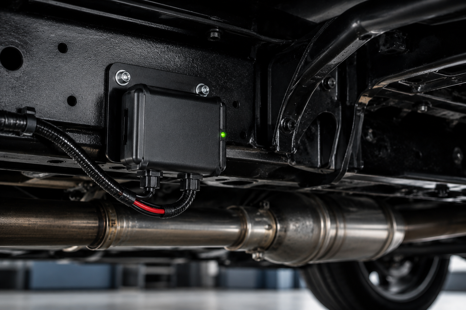 Electronic rust protection module installed on a vehicle underbody
