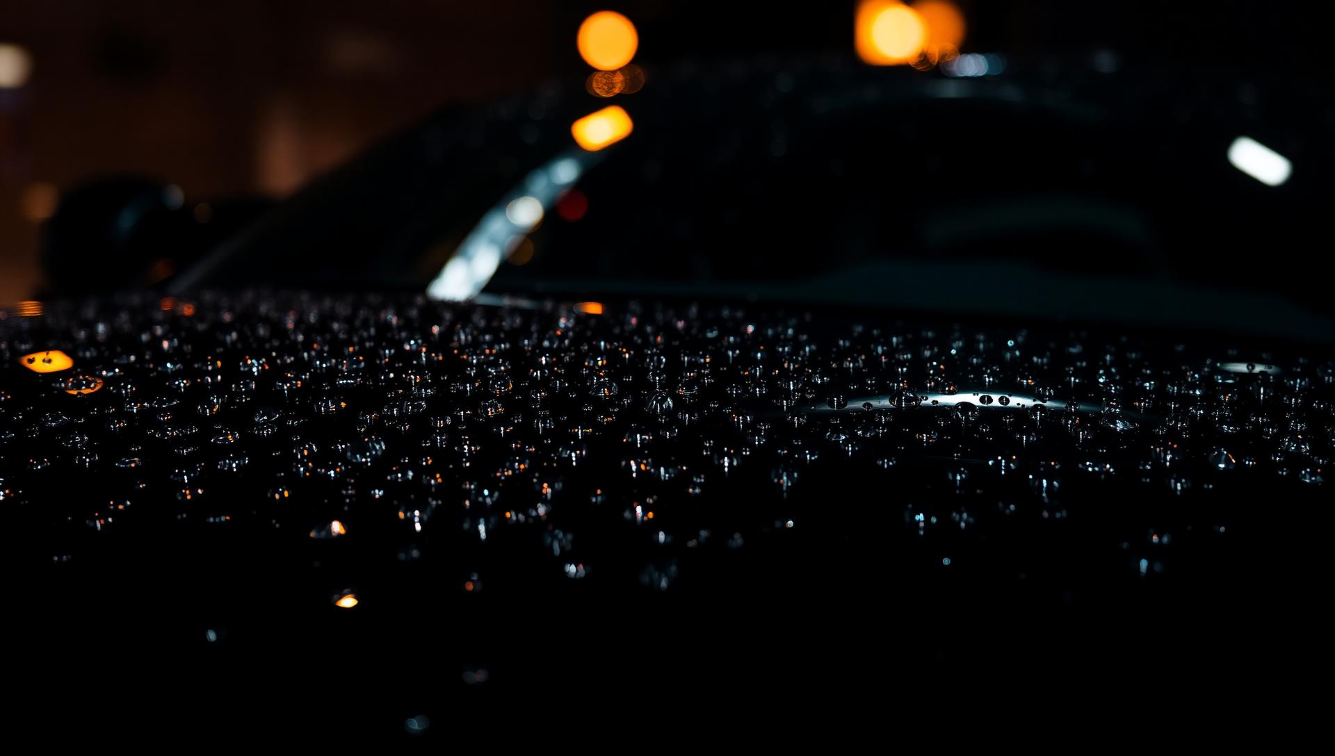 Rain repelled from a treated windshield
